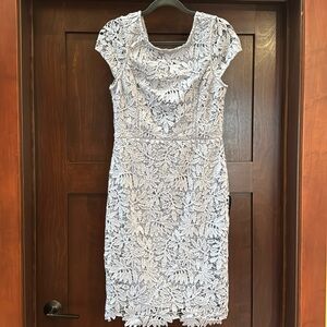 Lulu's Light Blue Floral Lace Sheath Dress